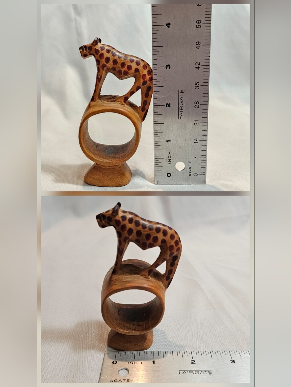 8 Handcarved Wooden Safari Animal Napkin Ring Holders - Picture 7 of 10